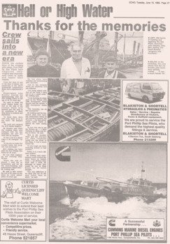 Newspaper insert re 150 yrs of Port Phillip Pilots 1839-1989