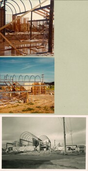 T - B, various views of the timber & steel framework, c1984.