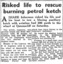 News article re shark fisherman aiding the LEPRENA & its fire.
