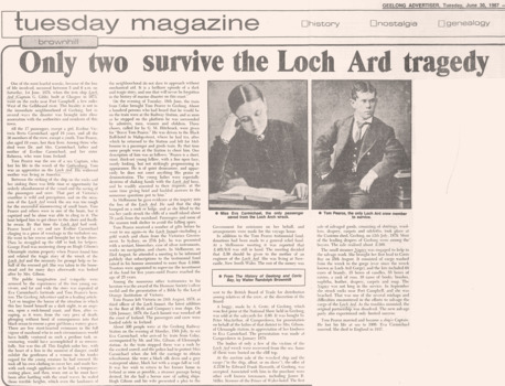 Eva Carmichael & Tom Pearce - survivors of the Loch Ard disaster