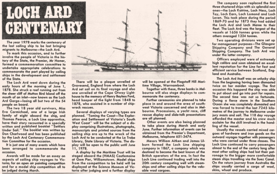 News article re Loch Ard centenary