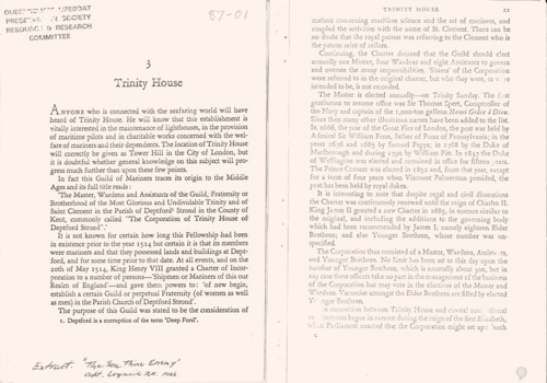 Photocopies of pages 20 & 21 from 1966 book "The Sea, Thine Enemy".