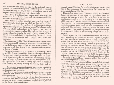 Photocopies of pages 22 & 23 from 1966 book "The Sea, Thine Enemy".