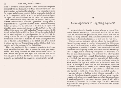 Photocopies of pages 34 & 35 from 1966 book "The Sea, Thine Enemy".