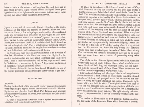 Photocopies of pages 116 & 117 from 1966 book "The Sea, Thine Enemy".