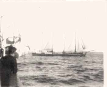 Black & white photo of the KERMANDIE under sail