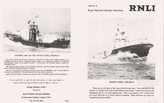 Royal National Lifeboat Institution pamphlets, 3 of 15 faces.