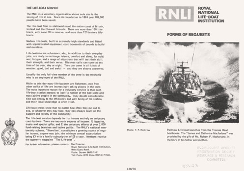 Royal National Lifeboat Institution pamphlets, 11 of 15 faces.