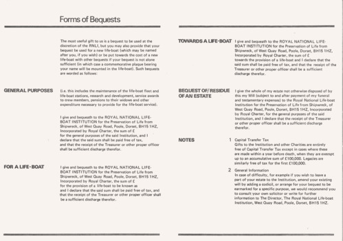 Royal National Lifeboat Institution pamphlets, 12 of 15 faces.