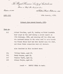 Extract from RHSA report 1883, dated 10 Jan 1978