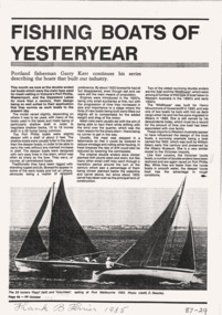 1985 Article by G Kerr re the original fishing boats of Port Phillip