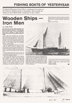 Magazine article by G Kerr re Wooden Ships & Iron Men aka Bass Strait Crayfishermen