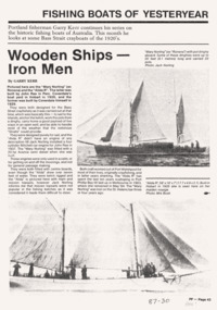 Magazine article by G Kerr re Wooden Ships & Iron Men aka Bass Strait Crayfishermen
