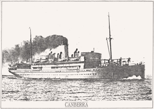 The CANBERRA under way, taken between 1913 to 1959