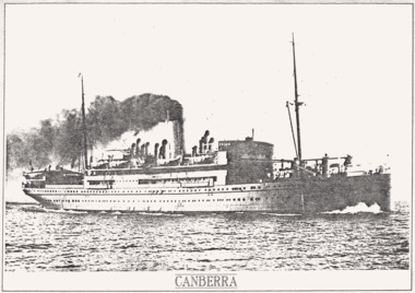 The CANBERRA under way, taken between 1913 to 1959