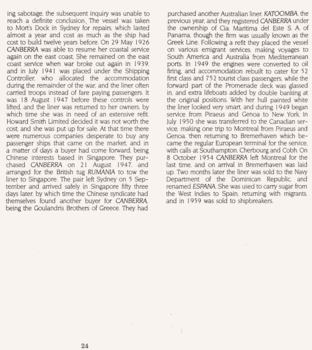 The CANBERRA's historical details, page 2 of 2.