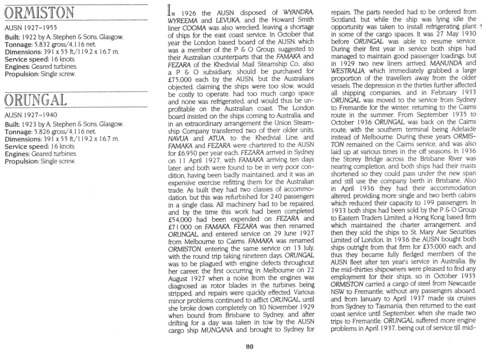 Screw Steamers (SS) ORUNGAL & ORMISTON details & history, page 1 of 2