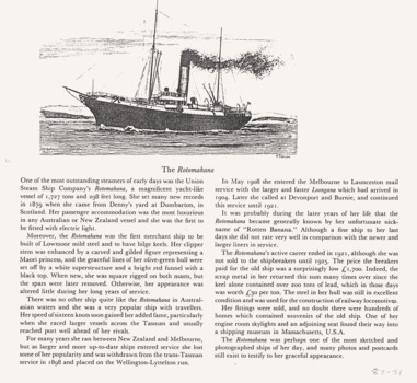 SS ROTAMAHANA drawings, history & details.