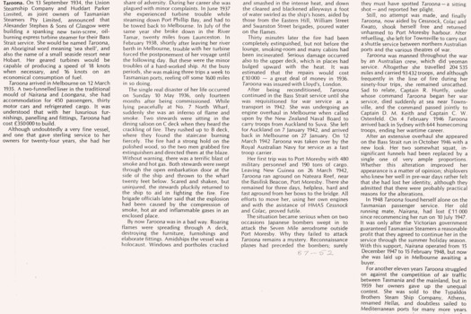 Copy from 'The Vanishing Fleet' by Fitchett about the TSS TAROONA, part B.
