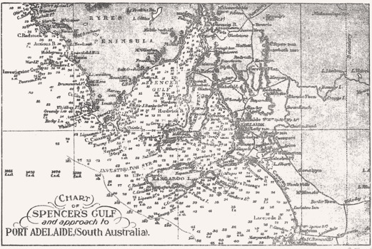 Old map of Spencer's Gulf & into Port Adelaide, South Australia, from an unknown book.