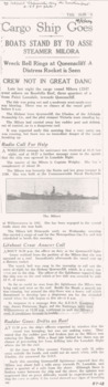 Details of the MILORA aground off Pt Lonsdale 1934.