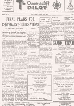 Centenary celebrations schedule for Queenscliffe, 1963.