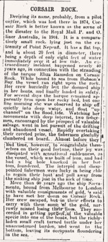 Cosair Rock shipwreck history news article.