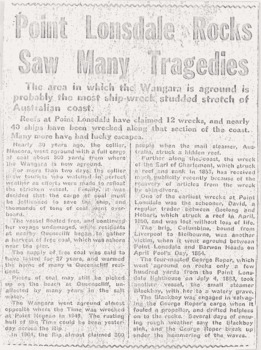 Point Lonsdale rocks & shipwrecks news article.