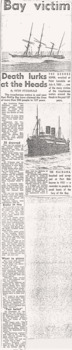 News article describing Port Philip's ship carnage at its entry The Rip etc.