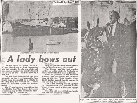 Herald, Melbourne, news article re WYUNA ceremonial retirement from pilot service.