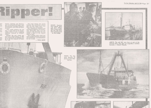 Part of 2 page article in the Sun 18/04/1984 re P&H maintenance ship, top RHS.