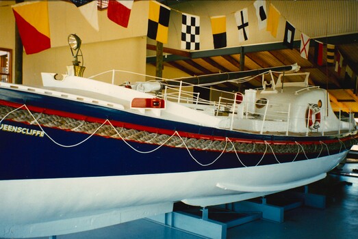 Lifeboat front end inside Queenscliffe Maritime Centre 1987.