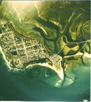 Queenscliffe & environs, piers & township arial colour picture.