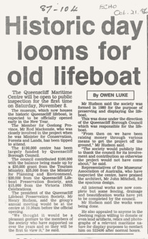 Opening & housing lifeboat at QMC - open from 8 Nov 1986