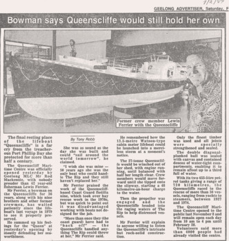 News article featuring lifeboat & its bowman, Lewis Ferrier.