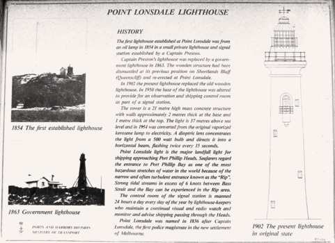 Pt Lonsdale Lighthouse information plaque - note copyright claim.