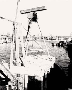 Radar tower damage on re-floated cray boat PORTARLINGTON at Queenscliffe Creek.