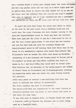 Walter Todd, typed recollections of wreck attendances.