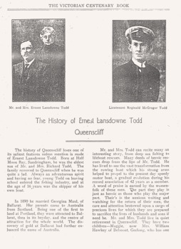 Todd Family precis from Victorian Centenary Book, part 1, c1935