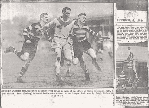 Jocka Todd playing for Geelong in the 1934 VFL Grand Final v South Melbourne