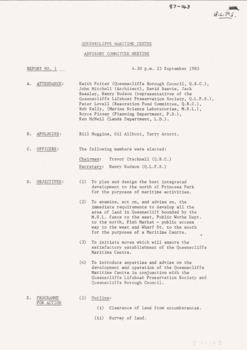 Meeting Minutes QMC Advisory Committee c1983, 1 of 4