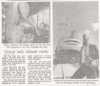 Engineer & Captain of ONE & ALL news article c/w photos.
