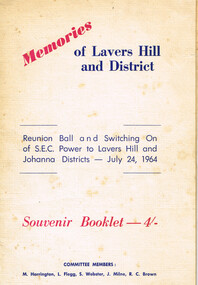 Book, Colac  Herald Press, Memories of Lavers Hill and district, July 1964