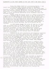 Document, Pioneering in the Otway Ranges in the late 1800s and early 1900s