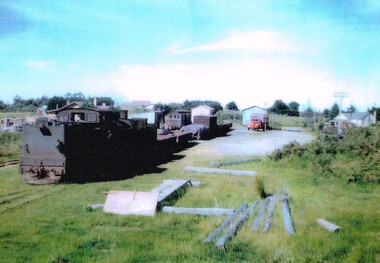 Photograph, R.L. Forster, Laver's Hill. UP goods shunting, 9 December 1954