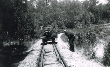 Photograph, R.K. Whitehead, Beechy: Out on the track, c.1940