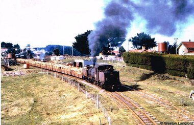 Photograph, Langford, Weston, Beech Forest: Goods trail departing for Colac, 1961, 9 August 1961