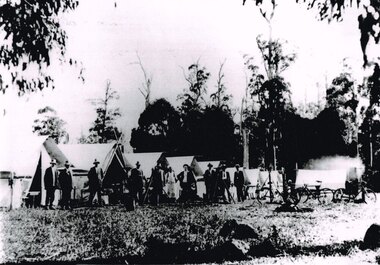 Photograph, Knox Collection, Survey camp for Colac-Beech Forest railway, 1901, 1901