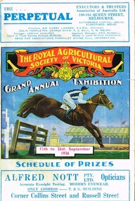 Book, Royal Agricultural Society of Victoria, Schedule of prizes, RASV, 1936