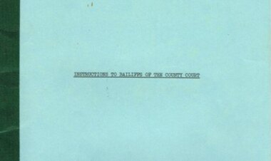 Document, Instructions to Bailiffs of the County Court, 1978, 1 January 1978